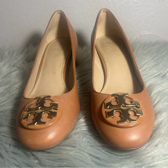Tory Burch Janey 50mm Royal Tan Leather Pump Size 6